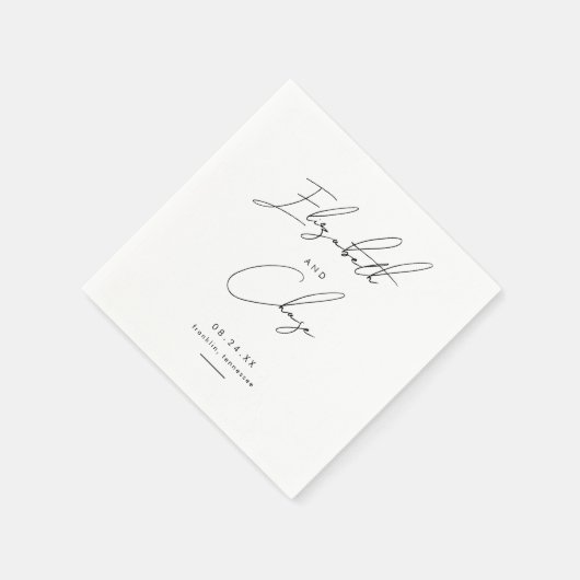 Moderne kalligrafie Namen Stijlvolle bruiloft Servet (Hoek)