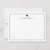 Moderne kalligrafie Navy Blue Heart, gepersonalise Notitiekaartje (Voorkant)