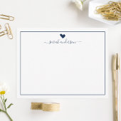Moderne kalligrafie Navy Blue Heart, gepersonalise Notitiekaartje