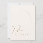 Moderne kalligrafie 'Neem een traktatie' bruilofts Kaart (Voorkant)