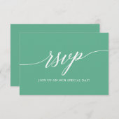Moderne kalligrafie Neo Mint Wedding RSVP Kaartje (Voorkant / Achterkant)