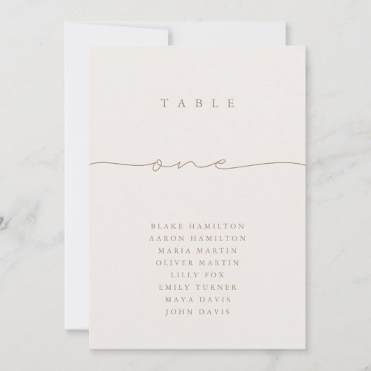 Moderne kalligrafie Neutrale tabel Eén tabelnummer (Voorkant)