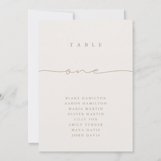 Moderne kalligrafie Neutrale tabel Eén tabelnummer (Achterkant)