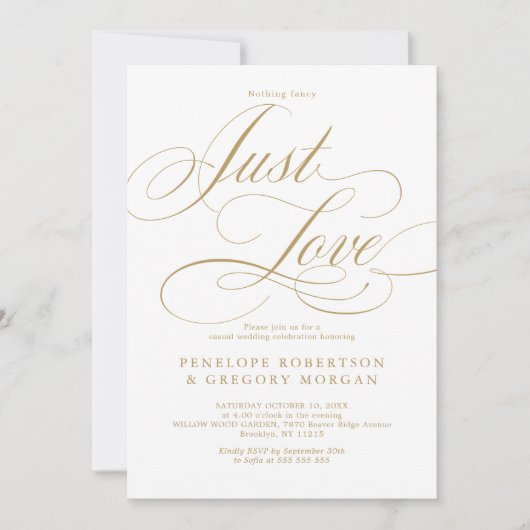 Moderne kalligrafie niets fancy alleen liefde brui kaart (Voorkant)