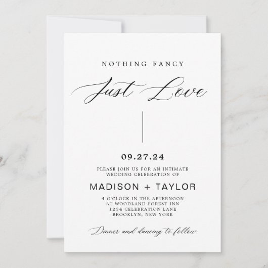 Moderne kalligrafie niets Fancy gewoon liefdeshuwe Kaart (Voorkant)