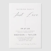 Moderne kalligrafie niets Fancy gewoon liefdeshuwe Vellum Uitnodigingen (Voorkant)