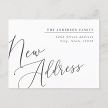 Moderne kalligrafie Nieuw adres Bewegende aankondi