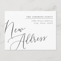 Moderne kalligrafie Nieuw adres Bewegende aankondi