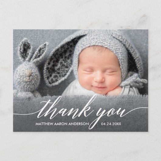 Moderne kalligrafie Nieuwe baby Dank je Briefkaart (Voorkant)