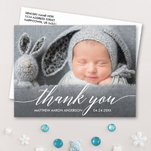 Moderne kalligrafie Nieuwe baby Dank je Briefkaart