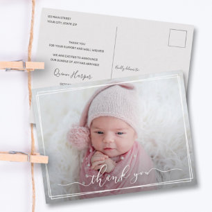 Moderne kalligrafie Nieuwe baby Dank je wel Briefkaart