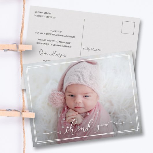 Moderne kalligrafie Nieuwe baby Dank je wel Briefkaart