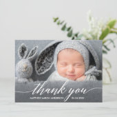Moderne kalligrafie Nieuwe baby Foto bedankt (Staand voorkant)