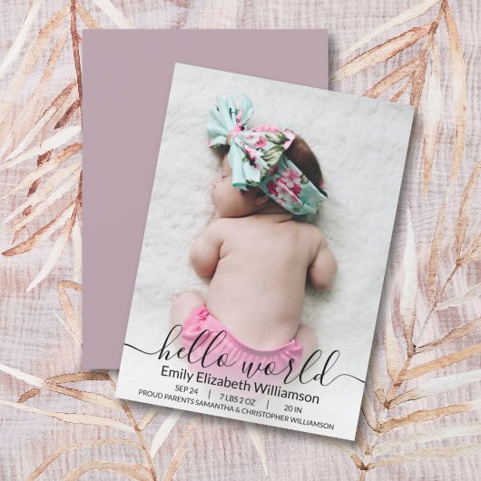 Moderne kalligrafie Nieuwe babyfoto-aankondiging