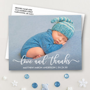 Moderne kalligrafie Nieuwe babyliefde en Bedankt Briefkaart