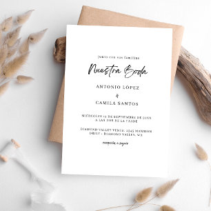 Moderne kalligrafie Nuestra Boda Spaanse bruiloft Kaart