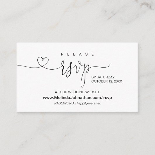 Moderne kalligrafie Online RSVP op Wedding Website Informatiekaartje (Voorkant)