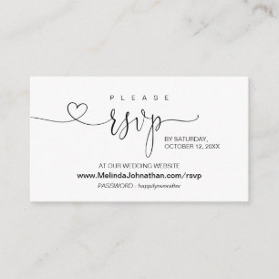 Moderne kalligrafie Online RSVP op Wedding Website Informatiekaartje