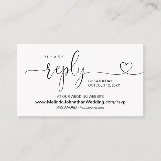 Moderne kalligrafie Online Wedding Website RSVP Informatiekaartje (Voorkant)
