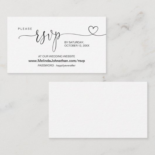 Moderne kalligrafie Online Wedding Website RSVP Informatiekaartje (Voorkant / Achterkant)