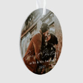Moderne kalligrafie Onze eerste kerst als Mr. Mrs. Ornament (voorkant)