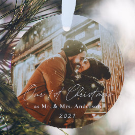 Moderne kalligrafie Onze eerste kerst als Mr. Mrs. Ornament