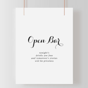 Moderne kalligrafie Open Bar Sign Poster