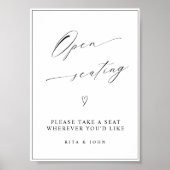 Moderne kalligrafie Open zitplaatsen Trouwbord Poster (Voorkant)