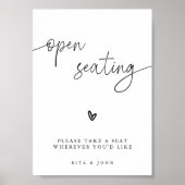 Moderne kalligrafie Open zitplaatsen Trouwbord Poster (Voorkant)