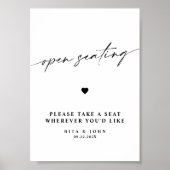 Moderne kalligrafie Open zitplaatsen Trouwbord Poster (Voorkant)