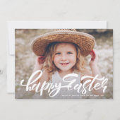 Moderne kalligrafie-overlay Gelukkig Pasen-foto Feestdagenkaart (Voorkant)