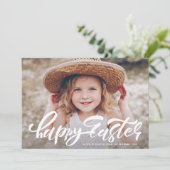 Moderne kalligrafie-overlay Gelukkig Pasen-foto Feestdagenkaart (Staand voorkant)