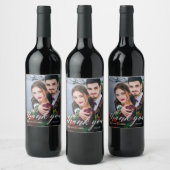 Moderne kalligrafie paar foto bruiloft dank u wijn etiket (Flessen)