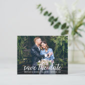 Moderne Kalligrafie Paar Foto Opslaan van de Datum Briefkaart (Staand voorkant)