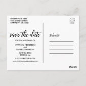 Moderne Kalligrafie Paar Foto Opslaan van de Datum Briefkaart (Achterkant)