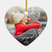 Moderne kalligrafie Paar Photo Heart Keramisch Ornament (Voorkant)