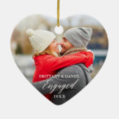 Moderne kalligrafie Paar Photo Heart Keramisch Ornament (Achterkant)