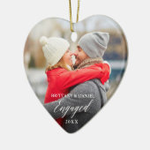 Moderne kalligrafie Paar Photo Heart Keramisch Ornament (Links)