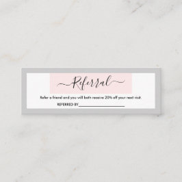 Moderne kalligrafie Pastel Roze & Light Grey Refer Mini Visitekaartje