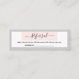Moderne kalligrafie Pastel Roze & Light Grey Refer Mini Visitekaartje