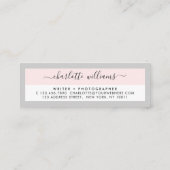 Moderne kalligrafie Pastel Roze & Light Grey Refer Mini Visitekaartje (Achterkant)