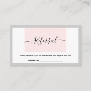 Moderne kalligrafie Pastel Roze & Light Grey Refer Visitekaartje