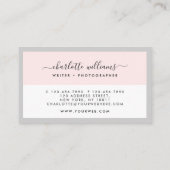 Moderne kalligrafie Pastel Roze & Light Grey Refer Visitekaartje (Achterkant)
