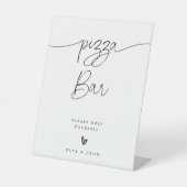 Moderne kalligrafie Pizza Bar Trouwbord Reclamebord Met Voetstuk (Voorkant)