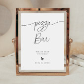 Moderne kalligrafie Pizza Bar Trouwbord Reclamebord Met Voetstuk