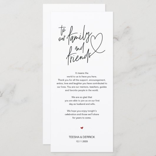 Moderne kalligrafie Plaats instelling Dank u kaart (Voorkant / Achterkant)