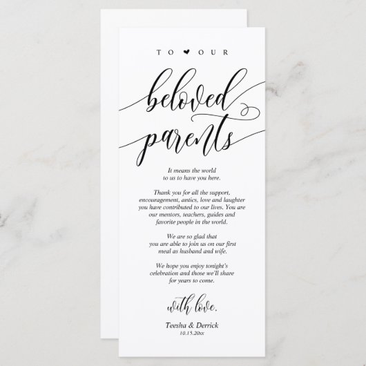 Moderne kalligrafie, plaatsbepaling Dank u kaarten (Voorkant / Achterkant)