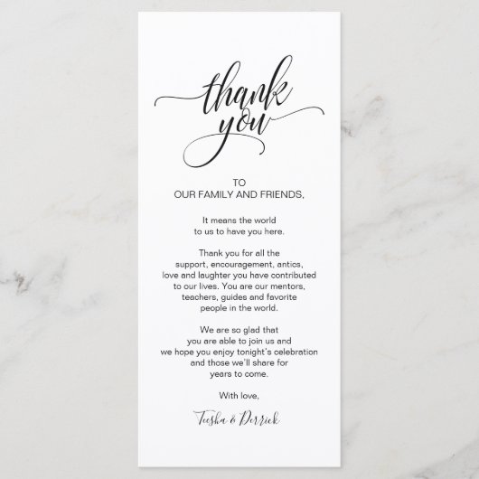 Moderne kalligrafie, plaatsbepaling Dank u Programmakaart (Voorkant)