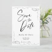 Moderne kalligrafie platte save the date kaart (Staand voorkant)