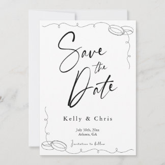 Moderne kalligrafie platte save the date kaart